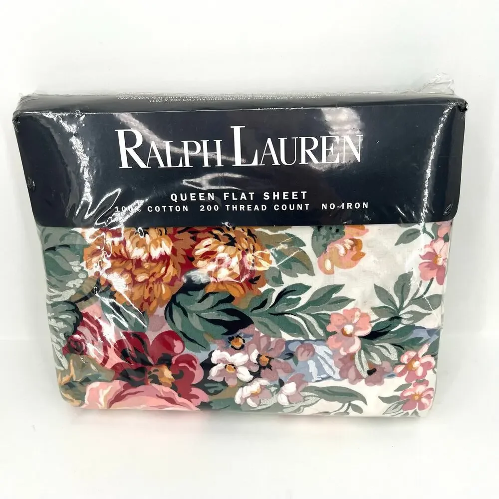Ralph Lauren Allison floral roses French country queen flat sheet